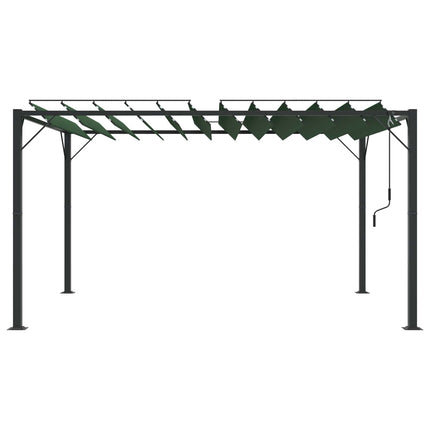 Gazebo med louvred tak 3 x 4 x 2,14 m Grön Duk och Aluminium