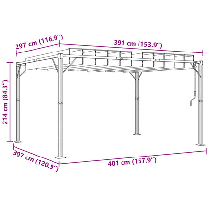 Gazebo med louvred tak 3 x 4 x 2,14 m Grön Duk och Aluminium