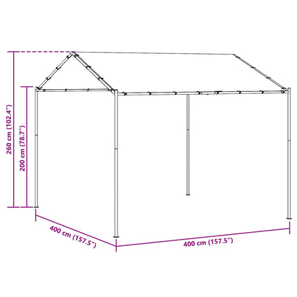 Paviljong 4 x 4 x 2,6 m Taupe Polyester och Stål