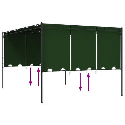 Paviljong 4 x 3 x 2,3 m Grön Polyester och Stål