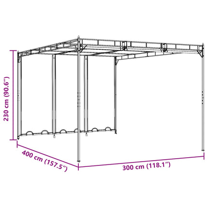 Paviljong 4 x 3 x 2,3 m Grön Polyester och Stål
