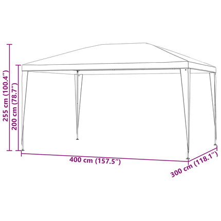 Partytält 400 x 300 x 255 cm Röd PE och stål