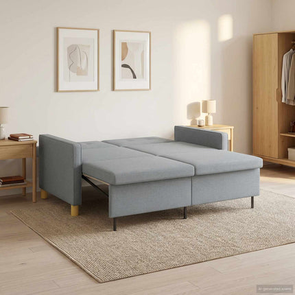 Pull Out Sofa Bed Ljusgrön Tyg