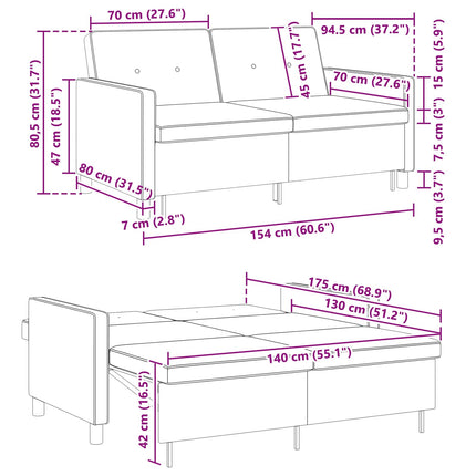 Pull Out Sofa Bed Svart Tyg