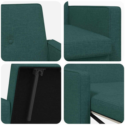 Pull Out Sofa Bed Mörkgrön Tyg