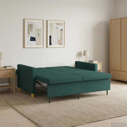 Pull Out Sofa Bed Mörkgrön Tyg