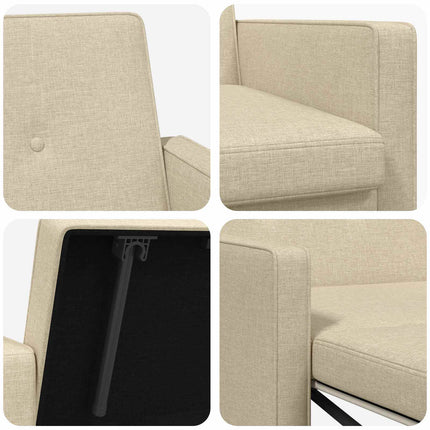 Pull Out Sofa Bed Gräddvit Tyg