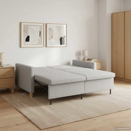 Pull Out Sofa Bed Gräddvit Tyg