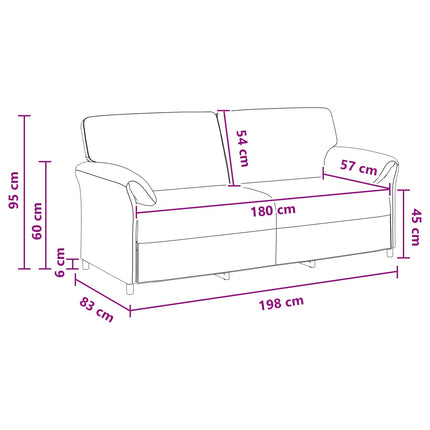 3-Sits soffa Vinröd 198 x 83 x 95 cm Sammet