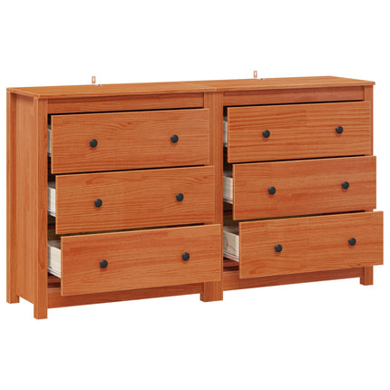 Sideboard med låda 2 pcs VaxBrun 140 x 35 x 80 cm Massivt furu
