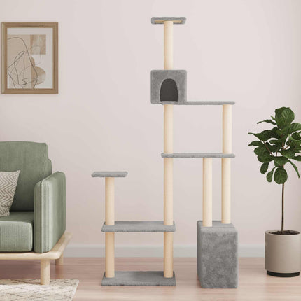 Kattträd med sisal klöspelare Ljusgrå 177,5 cm