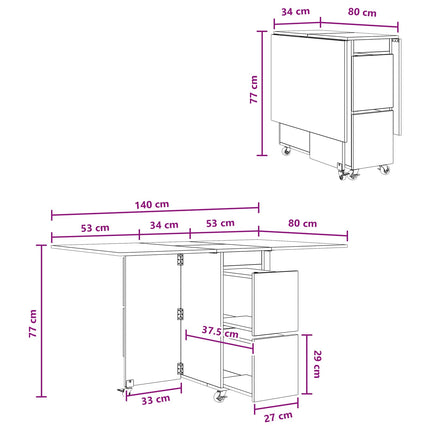 Matbord 140 x 80 x 77 cm Konstruerat trä Gammalt trä