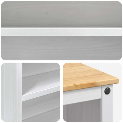 Köksvagn med hylla 2 pcs Vit och Honungsvax 112 x 77 x 91,5 cm