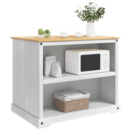 Köksvagn med hylla 2 pcs Vit och Honungsvax 112 x 77 x 91,5 cm