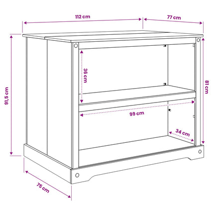 Köksvagn med hylla 2 pcs Vit och Honungsvax 112 x 77 x 91,5 cm