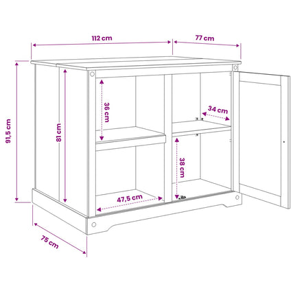 Köksvagn 2 pcs Honungsvax 112 x 77 x 91,5 cm Massivt furu