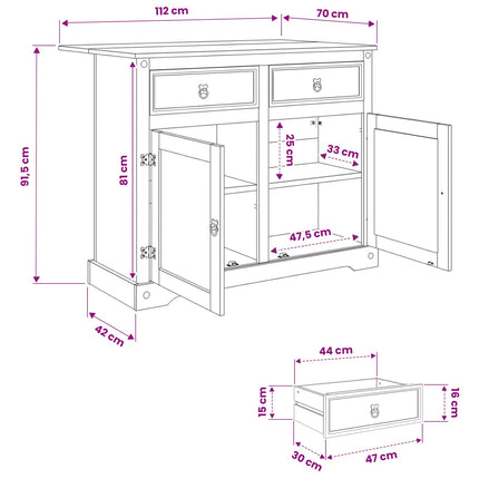 Köksvagn 2 pcs Honungsvax 112 x 70 x 91,5 cm Massivt furu