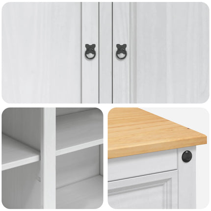 Köksvagn med låda 2 pcs Vit och Honungsvax 112 x 70 x 91,5 cm