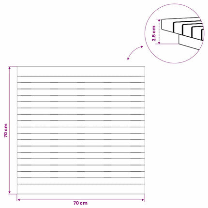 Bordsskiva 70 x 70 x 3,5 cm Fyrkantig Massivt teakträ Naturlig