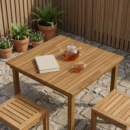 Bordsskiva 80 x 80 x 3,5 cm Fyrkantig Massivt teakträ Naturlig