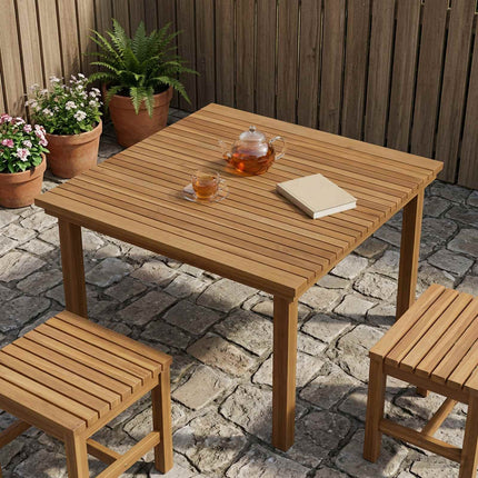 Bordsskiva 90 x 90 x 3,5 cm Fyrkantig Massivt teakträ Naturlig