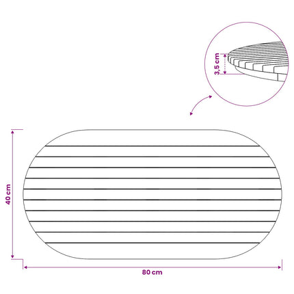 Bordsskiva 80 x 40 x 3,5 cm Oval Massivt teakträ Naturlig