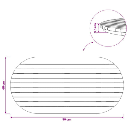 Bordsskiva 90 x 45 x 3,5 cm Oval Massivt teakträ Naturlig