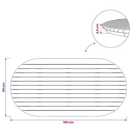 Bordsskiva 100 x 50 x 3,5 cm Oval Massivt teakträ Naturlig