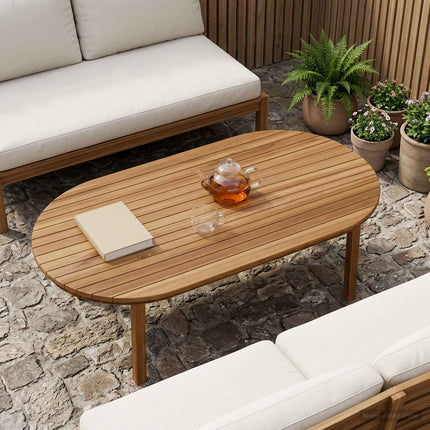 Bordsskiva 110 x 55 x 3,5 cm Oval Massivt teakträ Naturlig