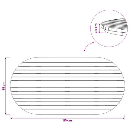 Bordsskiva 110 x 55 x 3,5 cm Oval Massivt teakträ Naturlig