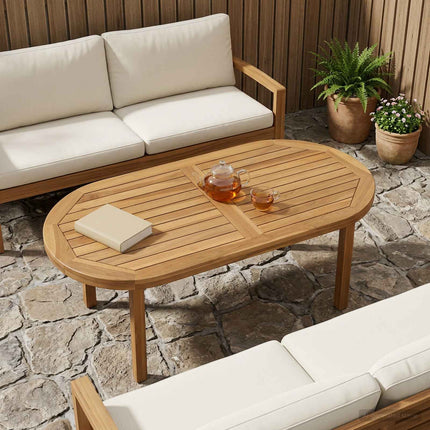 Bordsskiva Oval Massivt teakträ Naturlig