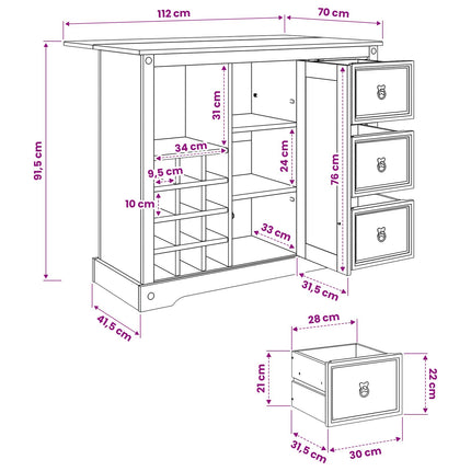 Köksförvaring Honungsvax 112 x 70 x 91,5 cm Massivt furu