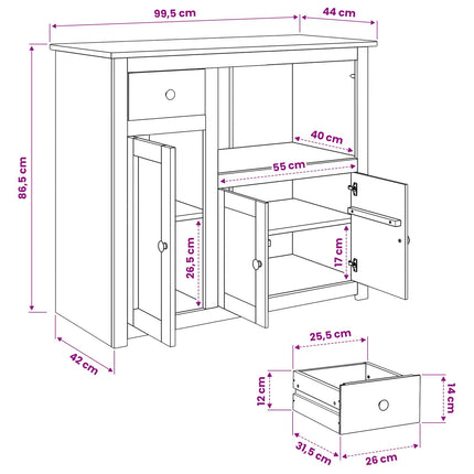 Mikrovågsugn skåp PANAMA Honungsvax 99,5 x 44 x 86,5 cm