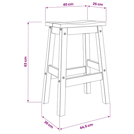 Barpall 2 pcs Honungsvax 44 x 30 x 63 cm Massivt furu