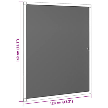 Myggnät för fönster Vit 120 x 140 cm Aluminium och Glasfiber