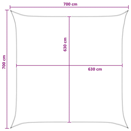 Solsätt segel Antracit och vitt 7 x 7 m HDPE