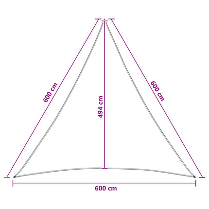 Solsätt segel 6 x 6 x 6 m HDPE