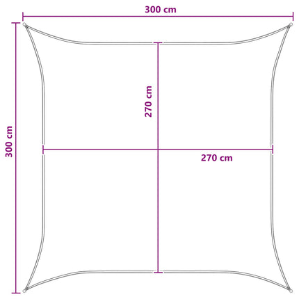 Solsätt segel Ljusgrå och vit. 3 x 3 m HDPE