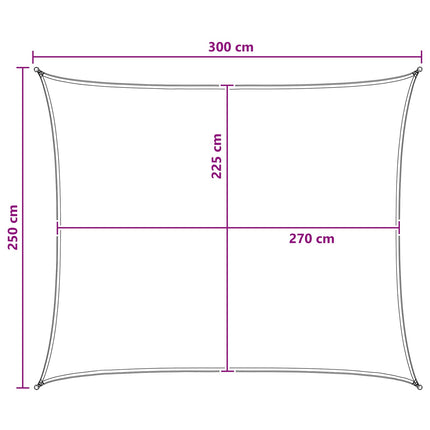 Solsätt segel 2,5 x 3 m HDPE Rektangulär Ljusgrå och vit.