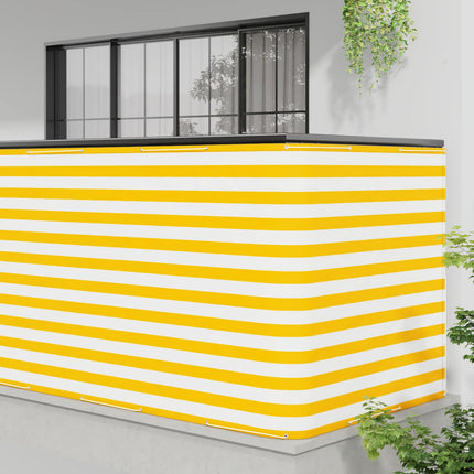 Balkongskärm 150 x 500 cm Tyg med PU-beläggning Gul och Vit