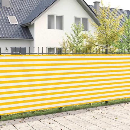 Balkongskärm 150 x 800 cm Tyg med PU-beläggning Gul och Vit