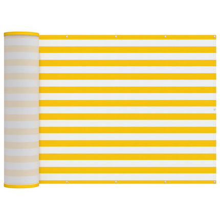 Balkongskärm 150 x 800 cm Tyg med PU-beläggning Gul och Vit