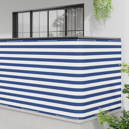 Balkongskärm 150 x 300 cm Tyg med PU-beläggning Blå och Vit