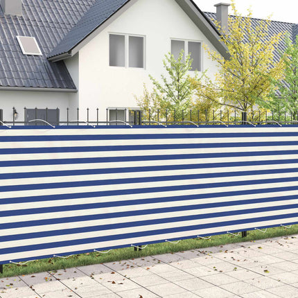 Balkongskärm 180 x 700 cm Tyg med PU-beläggning Blå och Vit