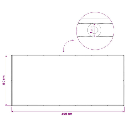 Balkongskärm 180 x 400 cm Tyg med PU-beläggning Gräddvit