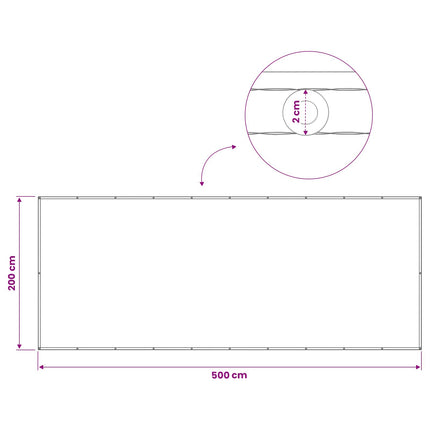 Balkongskärm 200 x 500 cm Tyg med PU-beläggning Blå