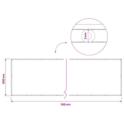 Balkongskärm 200 x 700 cm Tyg med PU-beläggning Blå