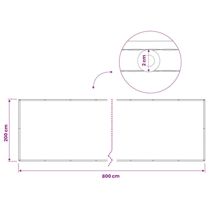 Balkongskärm 200 x 800 cm Tyg med PU-beläggning Blå