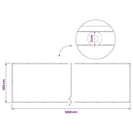 Balkongskärm 200 x 1000 cm Tyg med PU-beläggning Blå