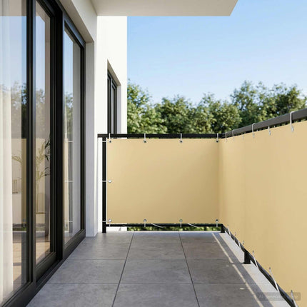 Balkongskärm 1,2 x 15 m Tyg med PU-beläggning Beige